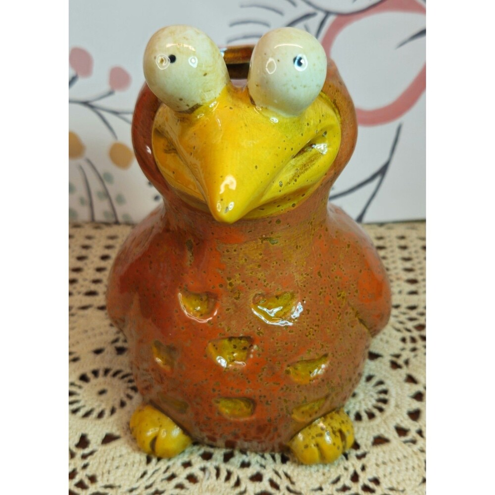 NWT Ceramic Derpy Big Eyed Bird Indoor Planter Versatile Decor